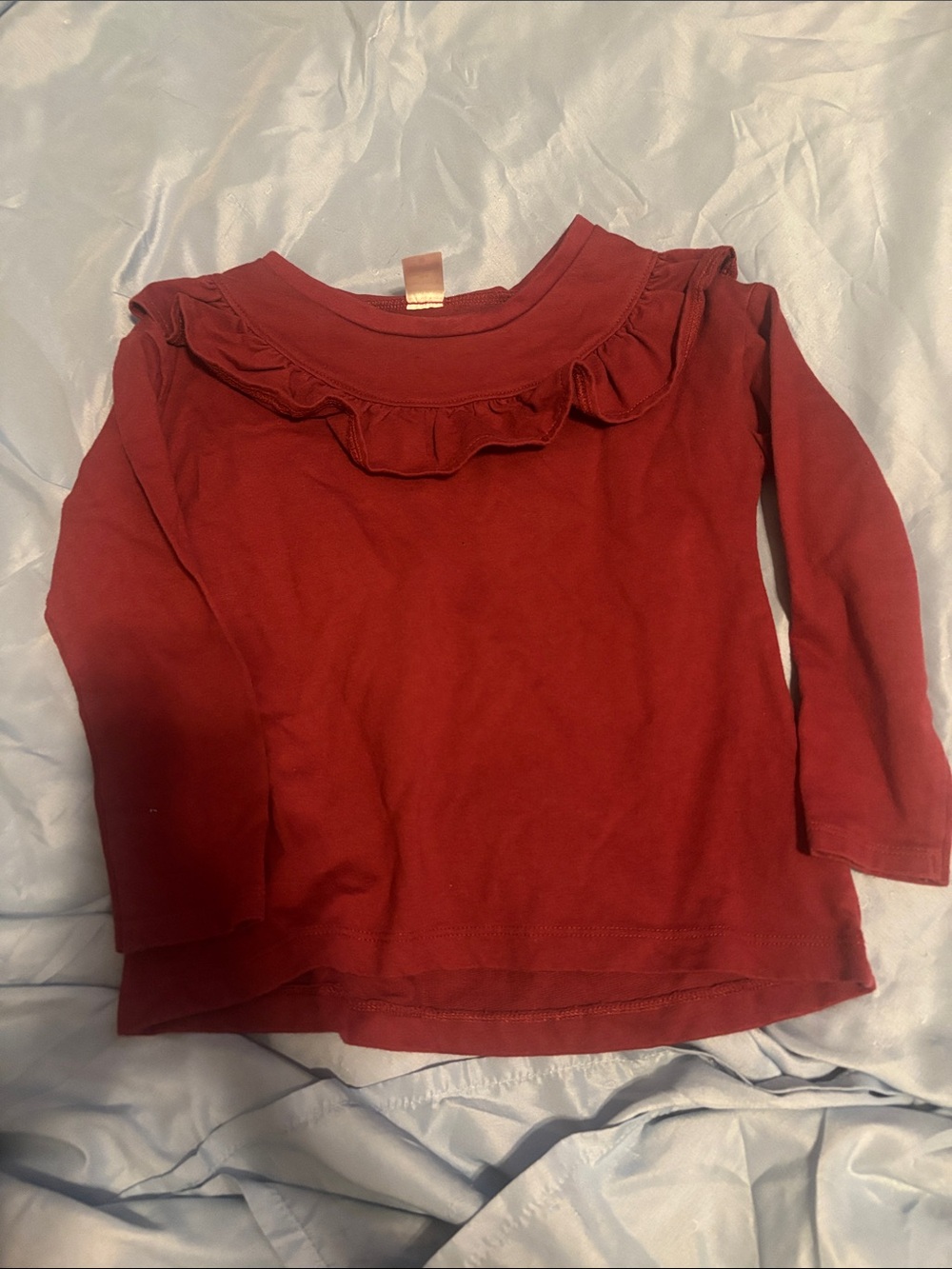 Carter's Girls Long-Sleeve Ruffle Yoke Top - Red